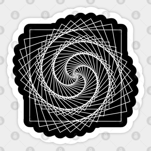Geometric white square spiral - relaxing pattern Sticker by The Creative Clownfish